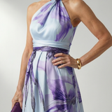Vestido Maxi Halter con Estampado Floral Grande