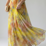 Vestido Maxi Cruzado con Degradado de Color y Tirantes Finos