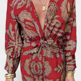 Vestido Maxi con Escote en V y Nudo Frontal