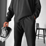Pantalón de pana de corte holgado – Negro