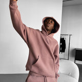 Sudadera básica oversize con capucha – Marrón ciervo