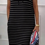 Vestido Casual con Capucha y Rayas de Punto
