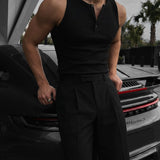Camiseta de tirantes con botones de corte ajustado – Negro