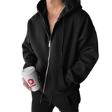 Sudadera básica oversize con capucha y cremallera – Negro