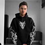 Sudadera oversize con capucha Tribal Skull – Negro