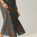 Vestido Midi Cruzado de Manga Larga con Estampado Natural