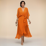 Vestido de Chifón con Escote en V
