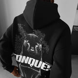 Sudadera oversize con capucha Conquer – Negro