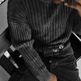 Jersey oversize lavado de canalé – Negro