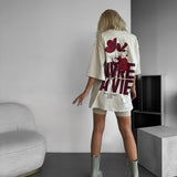 Camiseta oversize Vivre la Vie – Beige
