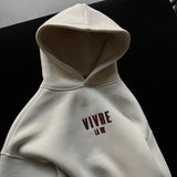 Sudadera oversize con capucha Vivre La Vie – Piedra