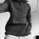 Jersey oversize de cuello trenzado con cremallera – Antracita