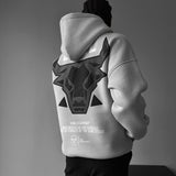 Sudadera oversize con capucha Bull – Gris seta