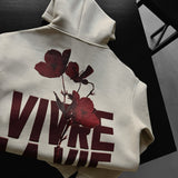 Sudadera oversize con capucha Vivre La Vie – Piedra