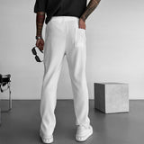 Pantalón de canalé de corte holgado – Blanco