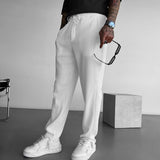 Pantalón de canalé de corte holgado – Blanco