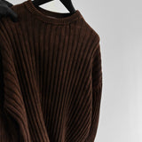 Jersey oversize lavado de canalé – Marrón