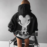 Sudadera oversize con capucha Mouse – Negro y blanco