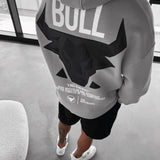 Sudadera oversize con capucha Bull – Gris seta