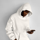 Sudadera básica oversize con capucha – Blanco