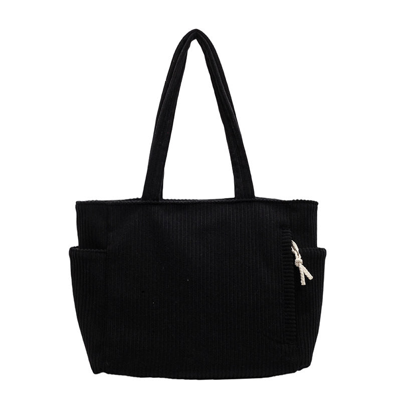 Bolso de Hombro Acanalado con Detalle de Cordón