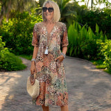 Vestido Fluido con Estampado Boho