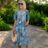 Vestido Fluido con Estampado Boho