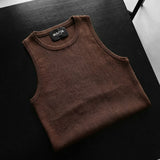 Camiseta de punto de tirantes y corte ajustado – Marrón oscuro