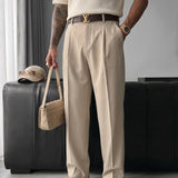 Pantalón de pinzas de corte holgado – Beige