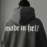 Sudadera oversize con capucha Made in Hell – Antracita