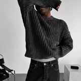 Jersey oversize lavado de canalé – Negro