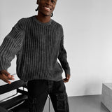 Jersey oversize lavado de canalé – Negro