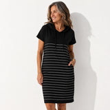 Vestido Casual con Capucha y Rayas de Punto