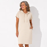 Vestido Casual con Capucha y Rayas de Punto
