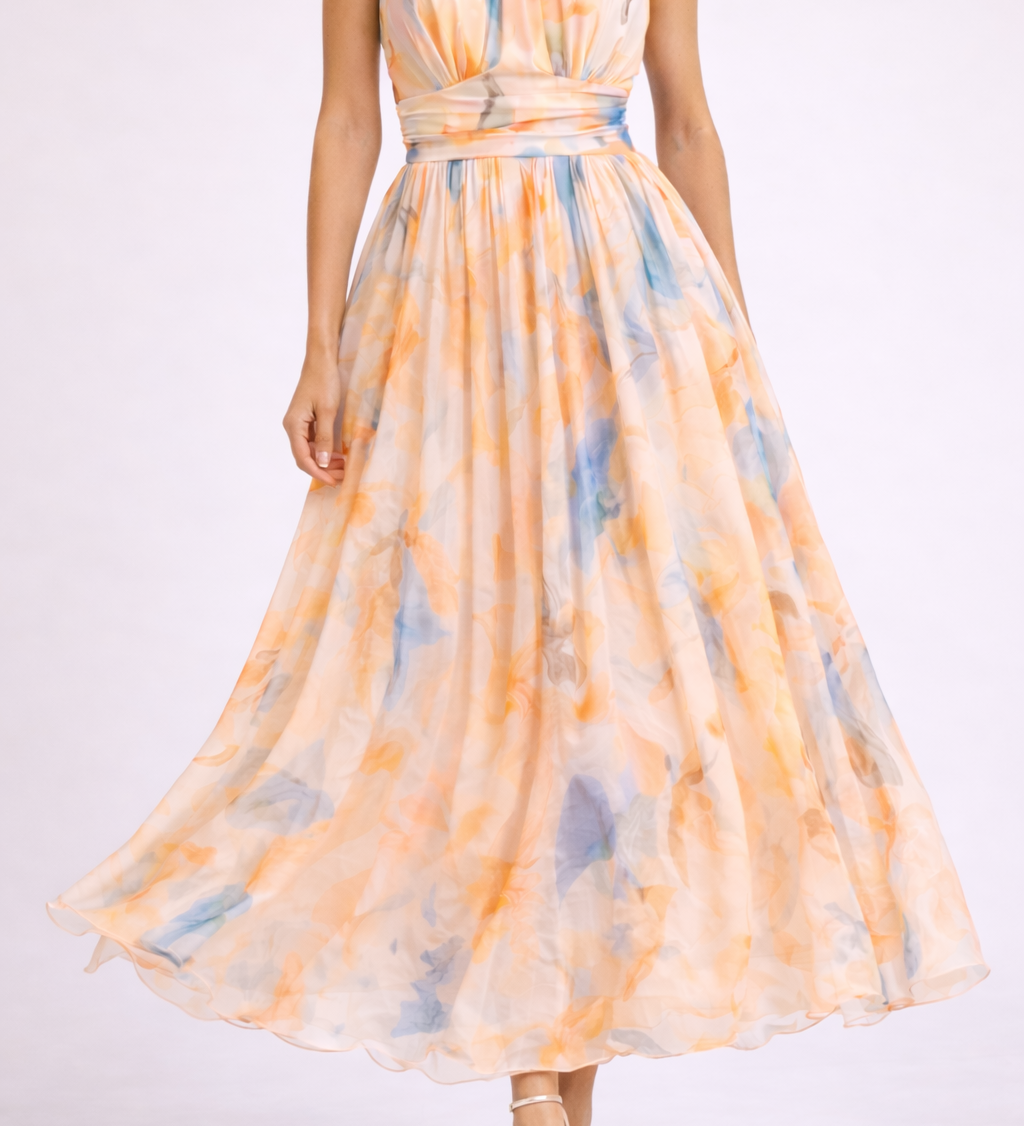 Vestido con Escote Halter Acuarela