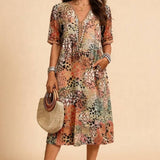 Vestido Fluido con Estampado Boho
