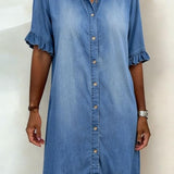 Vestido Camisero Denim con Volantes