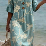 Vestido de Lino con Estampado Floral