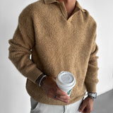 Jersey de punto cepillado con cuello – Camel