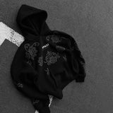 Sudadera oversize con capucha Damask – Negro
