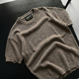 Camiseta oversize de punto efecto desgastado – Piedra