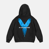 Sudadera oversize con capucha Parrot – Negro y azul