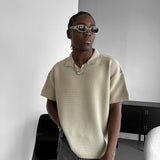 Camiseta oversize de punto canalé con cuello – Piedra