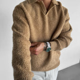 Jersey de punto cepillado con cuello – Camel