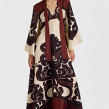 Vestido Largo con Cuello Alto y Estampado de Grenadilla