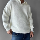 Jersey de punto cepillado con cuello – Crudo