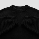 Jersey de estructura a rayas y corte holgado – Negro