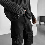 Jersey oversize lavado de canalé – Negro