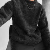 Jersey oversize de punto trenzado suave – Negro