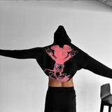 Sudadera oversize con capucha Mouse – Negro y rosa